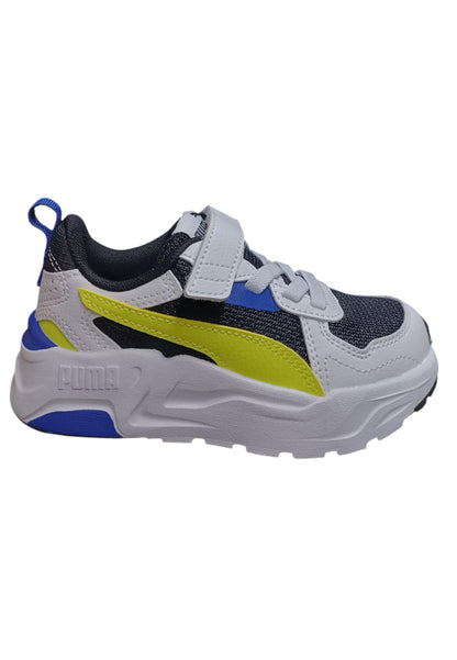 Scarpe sneakers Bambini e ragazzi PUMA TRINITY  bianco-nero-giallo laccio elastico e velcro