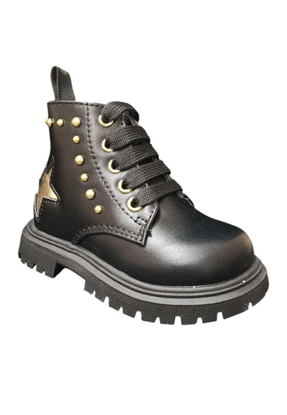 Anfibio bambina Balducci Sport nero oro pelle zip laterale urban style
