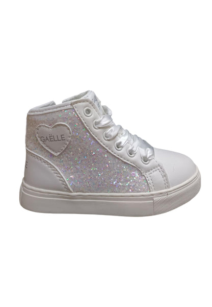 Scarpe sneakers Bambine gaelle glitter  bianco-glitter bianco laccio e zip laterale