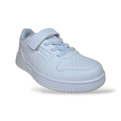 scarpe-puma-bambino-bianco-tinta-unita-stile-basket-con-velcro-taglie-28-35-scarpetteria-gica-trani

