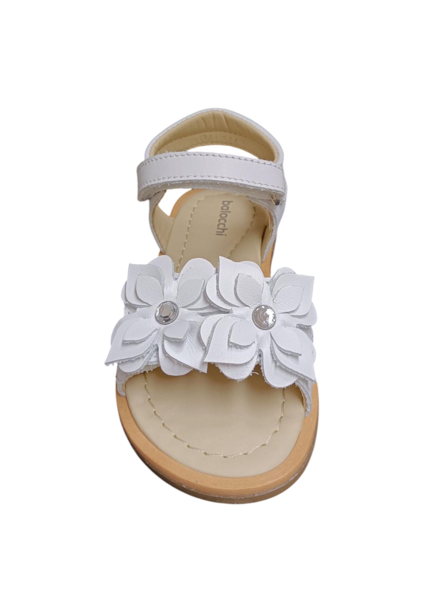 Sandalo bambina Balocchi Ponza bianco pelle - Sandalo da passeggio con velcro
