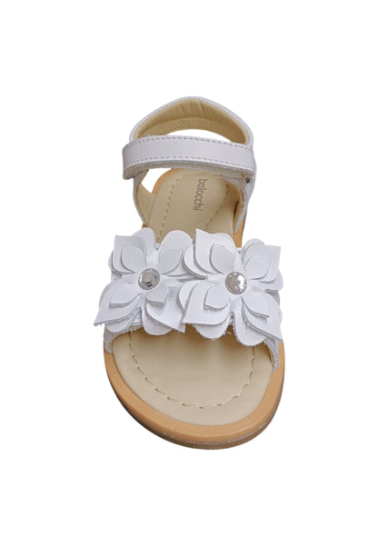 Sandalo bambina Balocchi Ponza bianco pelle - Sandalo da passeggio con velcro