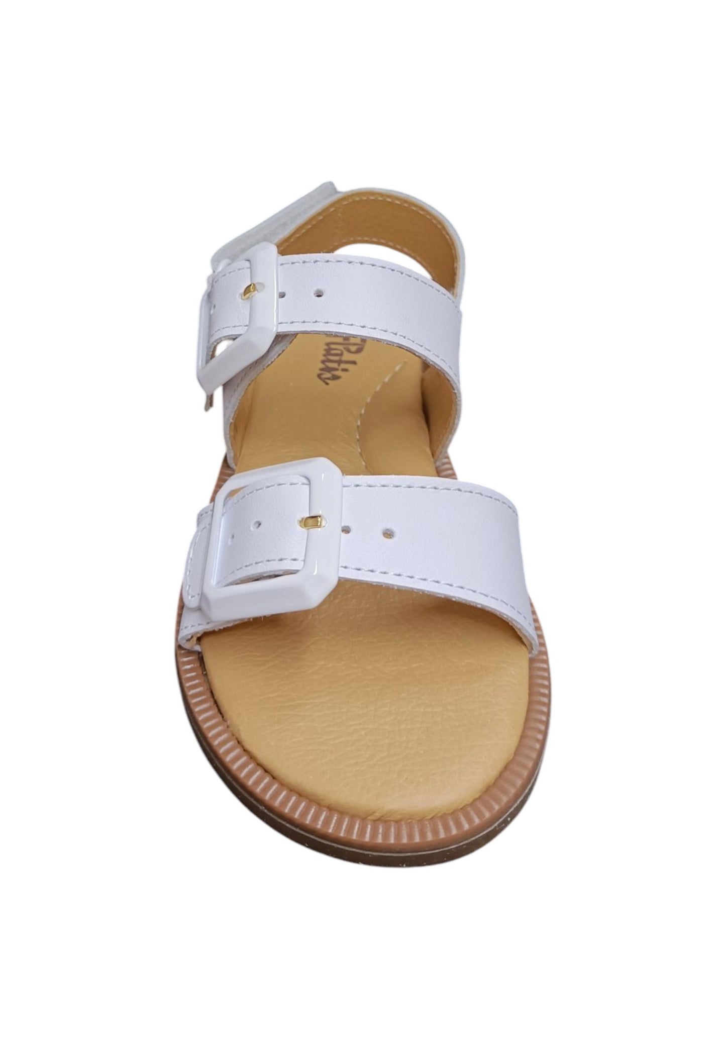 Sandalo bambina Platis Open Classic bianco pelle - Sandalo da passeggio con velcro
