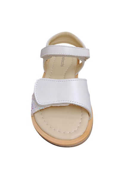 Sandalo bambina Balocchi Ponza bianco pelle - Sandalo da passeggio con velcro