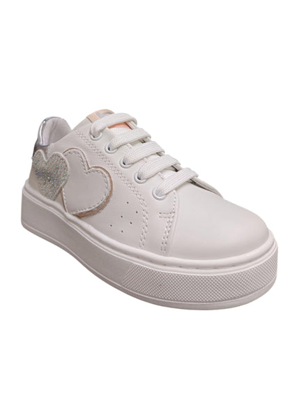 Scarpe sneakers Bambine e ragazze balducci kiab  bianco-argento laccio e zip laterale