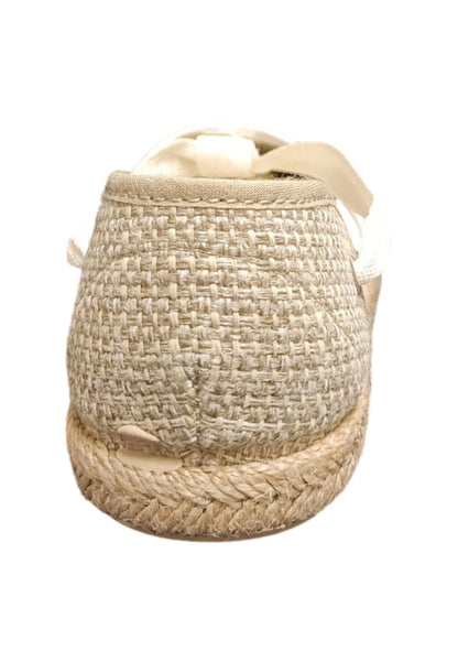 Espadrillas bambina Vul-Ladi Carla bianco beige tela laccio summer style