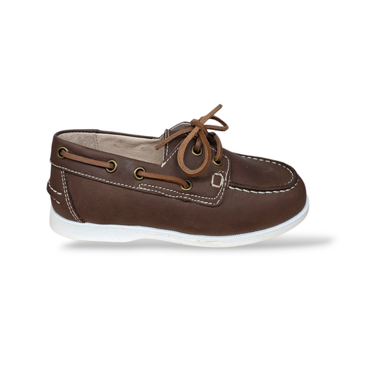 Mocassino barchetta Dianetti cuoio-bianco per bambini - Scarpetteria Gica Trani

