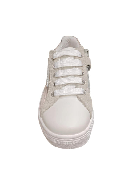 Scarpe sneakers Bambine e ragazze balducci BUTTER  bianco-argento-beige-maculato laccio e zip laterale