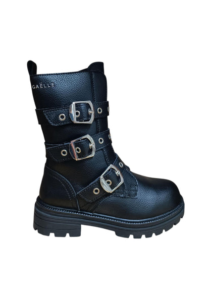 Anfibio bambina Gaelle Glory nero pelle zip laterale urban style