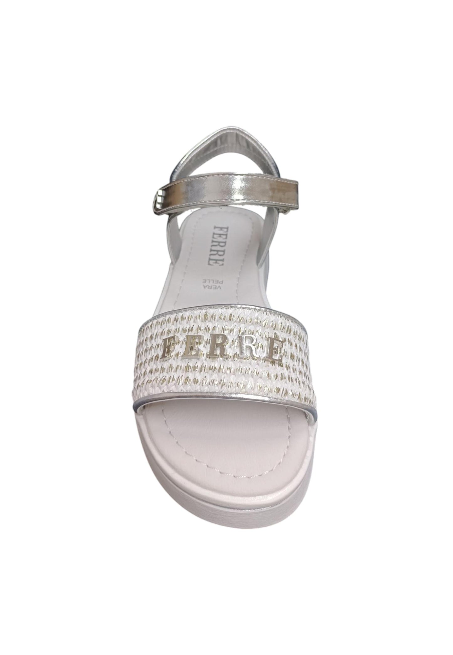 Sandalo bambina Ferrè Pam bianco pelle sintetica - Sandalo da passeggio con velcro