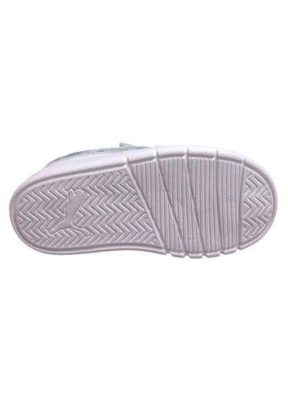 Scarpe sneakers Bambine e ragazze PUMA COURTFLEX  bianco-argento laccio elastico e velcro