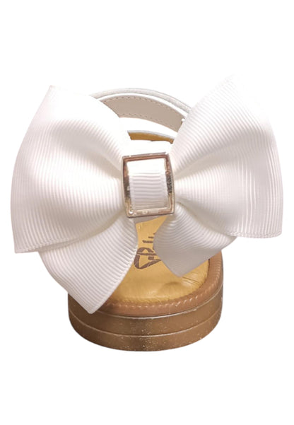 Sandalo bambina Platis Open Classic bianco pelle - Sandalo da passeggio con velcro