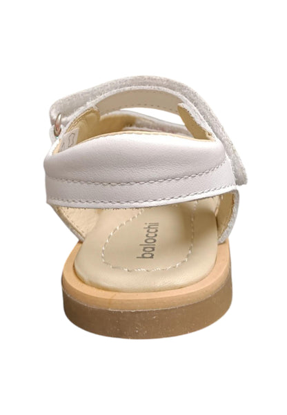 Sandalo bambina Balocchi Ponza bianco pelle - Sandalo da passeggio con velcro
