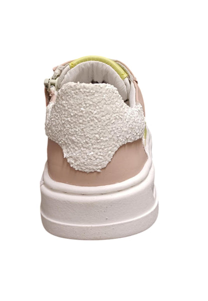 Scarpe sneakers Bambine e ragazze balducci TRACK  bianco-rosa-giallo laccio e zip laterale