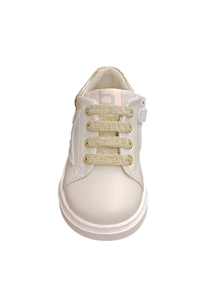 Sneakers primi passi bambina Balducci Cita bianco oro pelle - Eleganza preziosa con chiusura lacci