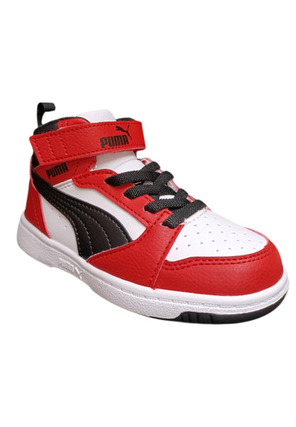 Puma Rebound Sneakers Bambino Ragazzo Bianco Rosso Nero - Scarpe Ginnastica Velcro