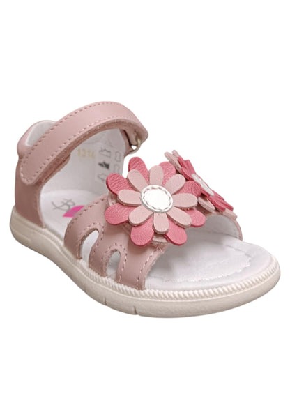 Sandalo bambina Balocchi Paris cipria pelle - Sandalo tallonato primi passi con velcro