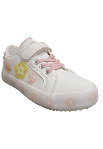 Scarpe sneakers Bambine e ragazze Conquitos COSH  bianco-rosa-giallo laccio elastico e velcro