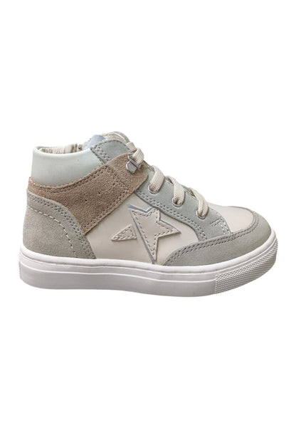 Scarpe sneakers Unisex bambini balducci BUTTER  bianco-grigio-taupe laccio e zip laterale