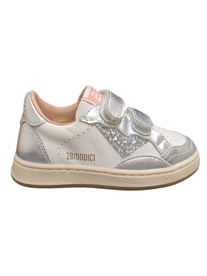 Scarpe sneakers Bambine e ragazze 2B12 BABYMINI PLAY  bianco-argento velcro