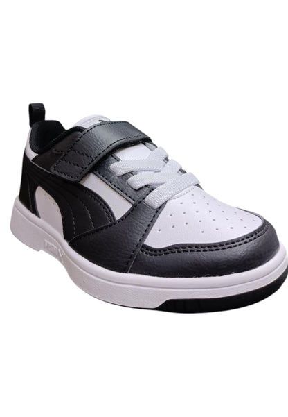 Scarpe sneakers Bambini e ragazzi PUMA REBOUND  nero-bianco laccio elastico e velcro