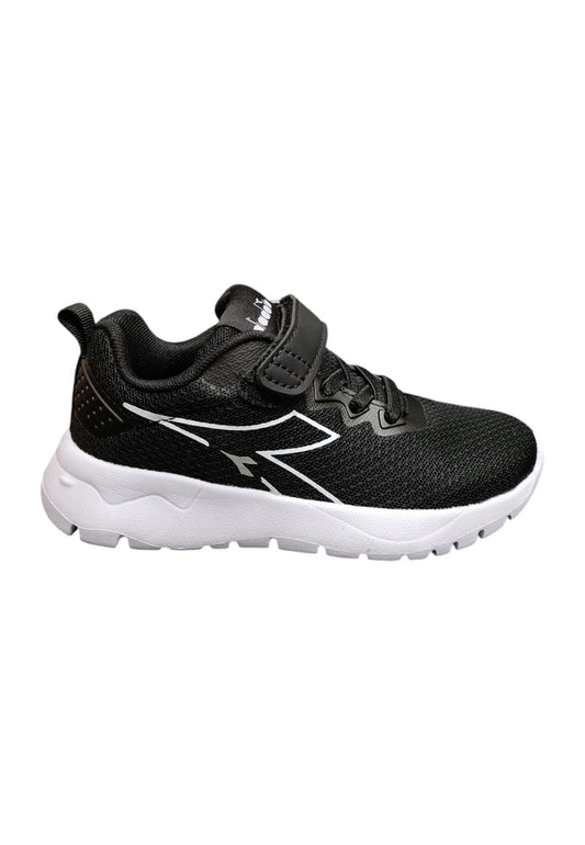 Scarpe sneakers Bambini e ragazzi Diadora evo run  nero-bianco laccio elastico e velcro