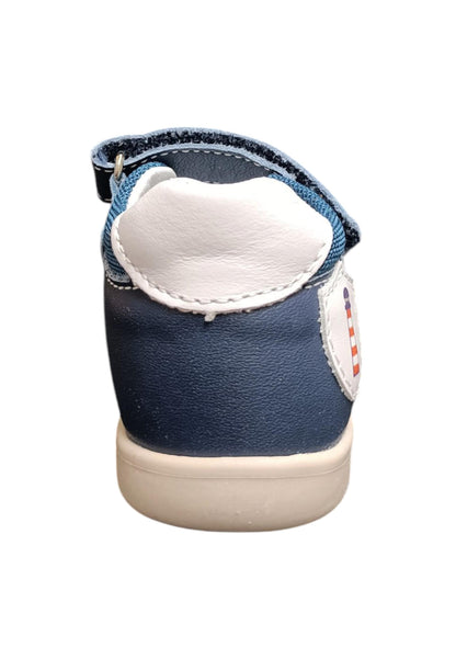 Sandalo bambino Balocchi Over blue-bianco pelle - Primi passi tallonato con velcro