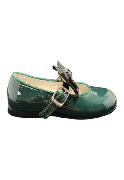 Ballerina bambino Panyno B2601 verdone vernice fibbia fiocco estraibile elegance