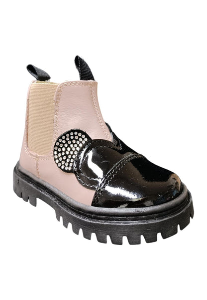Stivaletti bambina Balducci Matrix nero rosa pelle - Primi passi Made in Italy