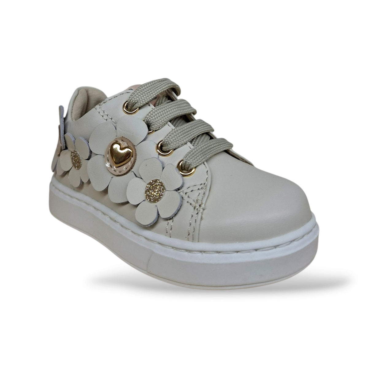 sneakers-primi-passi-bambine-balducci-cita-beige-oro-laccio-zip-laterale-pelle-piena-tallone-rinforzato-fondo-flessibile-sottopiede-plantare-eleganti-preziose-scarpetteria-gica-trani

