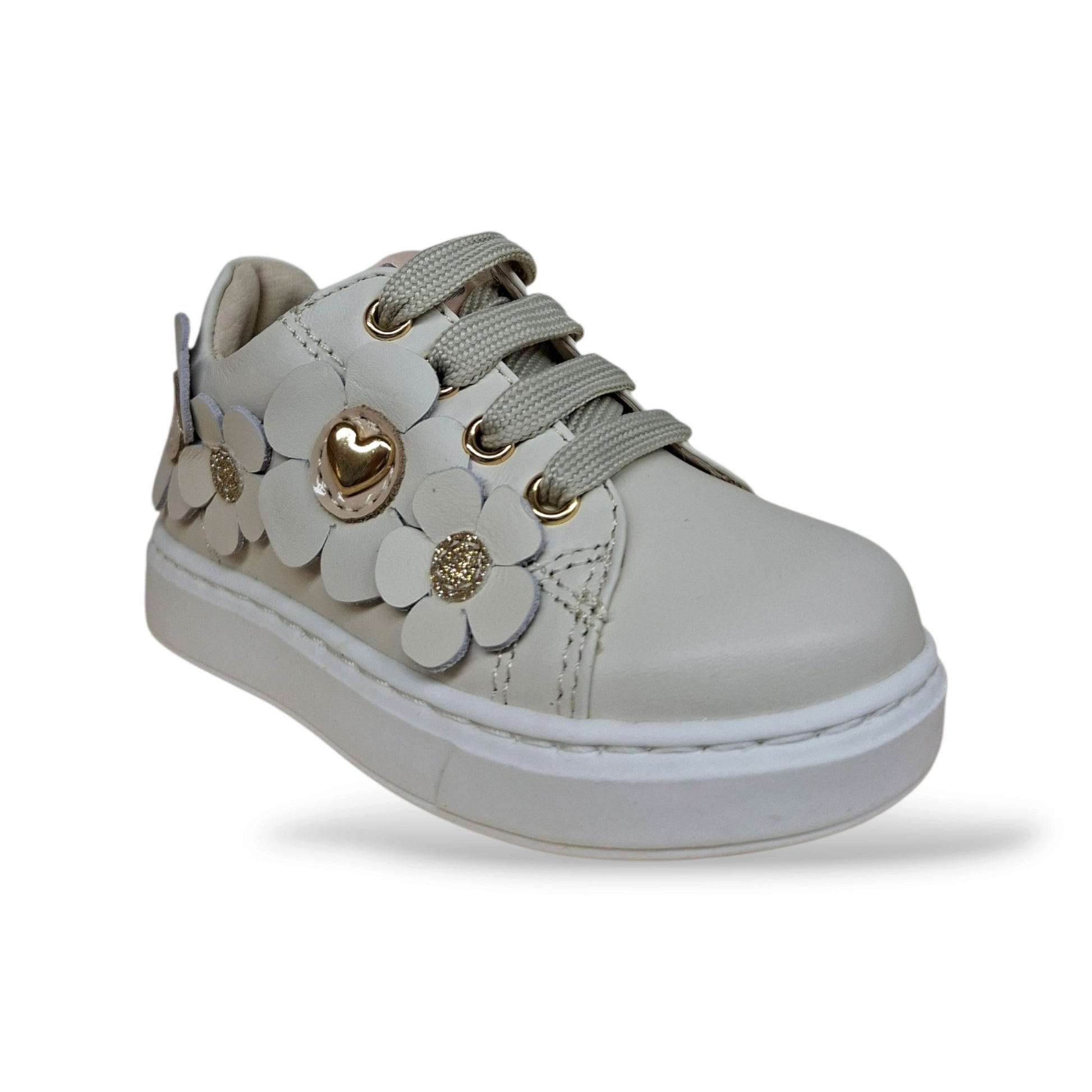 sneakers-primi-passi-bambine-balducci-cita-beige-oro-laccio-zip-laterale-pelle-piena-tallone-rinforzato-fondo-flessibile-sottopiede-plantare-eleganti-preziose-scarpetteria-gica-trani
