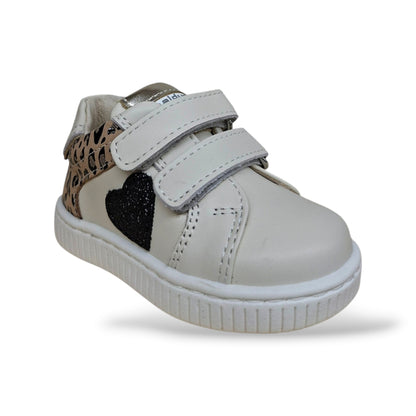 sneakers-primi-passi-bambine-balducci-cita-bianco-nero-maculato-velcro-pelle-animal-print-tallone-rinforzato-fondo-flessibile-sottopiede-plantare-trendy-scarpetteria-gica-trani

