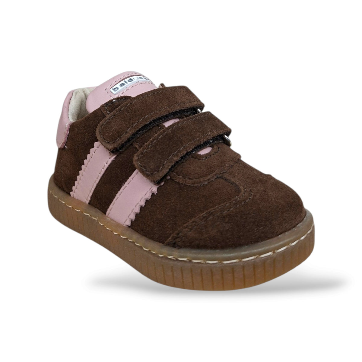 sneakers-primi-passi-bambine-balducci-cita-marrone-cipria-velcro-tallone-rinforzato-fondo-flessibile-sottopiede-plantare-suede-crosta-autunno-inverno-scarpetteria-gica-trani
