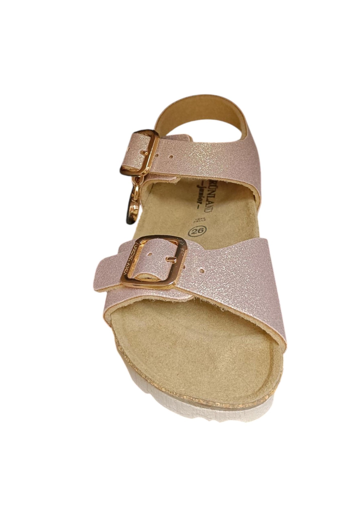 Sandalo bio bambino Grunland Junior 1153 cipria pelle sughero fibbia comfort