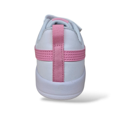 puma-courtflex-v3-bambina-chiusura-velcro-bianco-rosa-stile-tennis-scarpetteria-gica-trani
