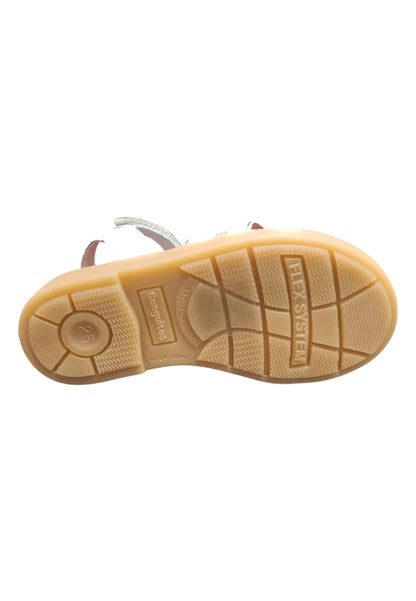 Sandali bambina Conguitos Rivets bianco argento pelle