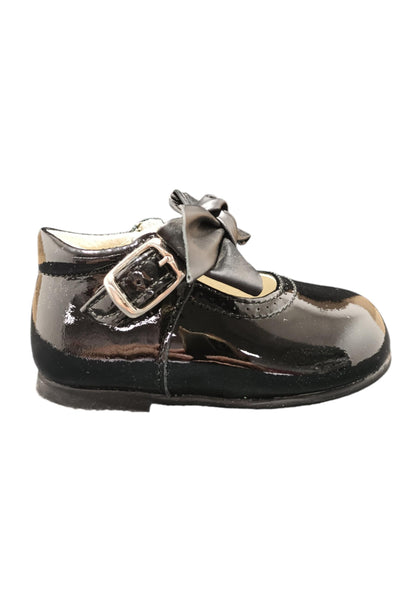 Ballerina primi passi Panyno B1528 nero vernice fibbia fiocco estraibile