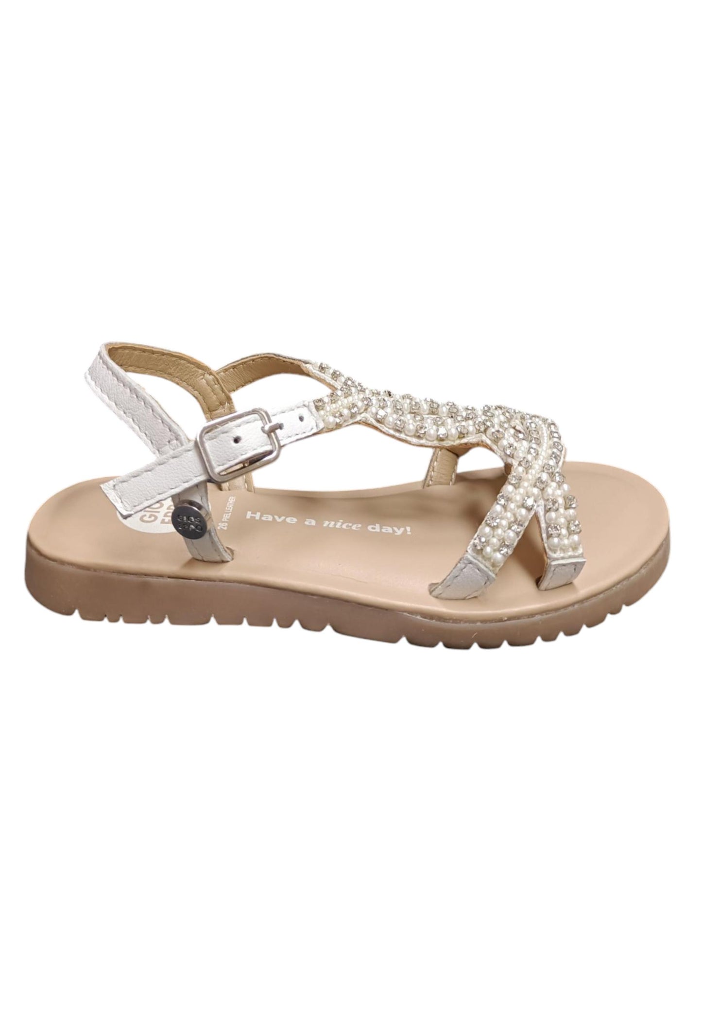 Sandalo bambina Gioseppo Komensky bianco pelle fibbia comfort elegance