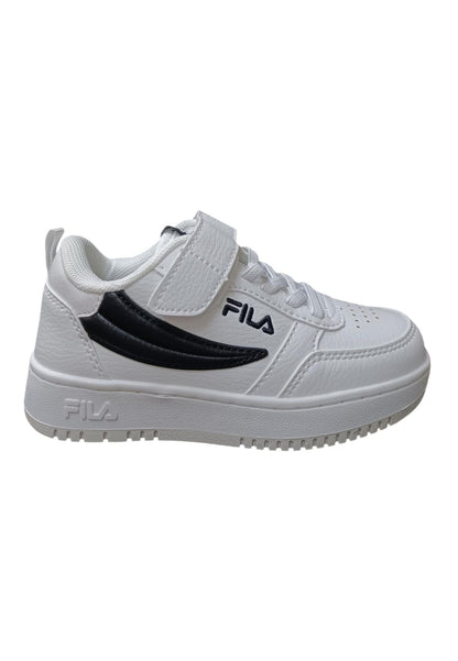 Scarpe sneakers Unisex bambini fila REGA  bianco-nero-celeste-grigio laccio elastico e velcro