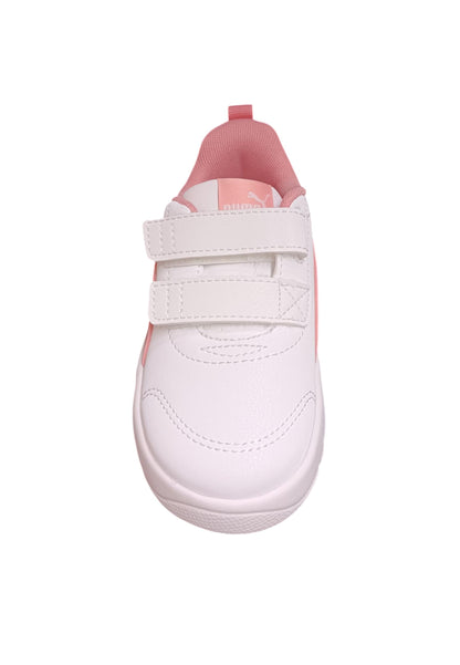 Scarpe sneakers Bambine e ragazze PUMA COURTFLEX  bianco-rosa laccio elastico e velcro