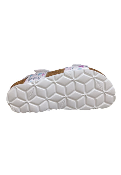 Sandalo bio bambino Grunland Junior 1127 bianco multi pelle sughero fibbia comfort