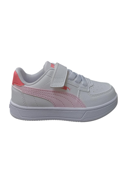 Scarpe sneakers Bambine e ragazze PUMA CAVEN  bianco-rosa laccio elastico e velcro