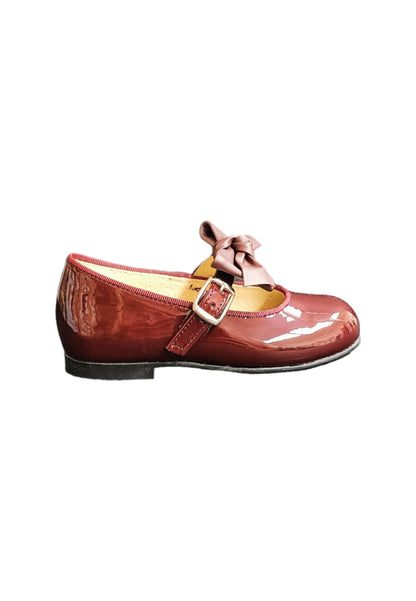 Ballerina bambino Panyno B2601 bordeaux vernice fibbia fiocco estraibile elegance