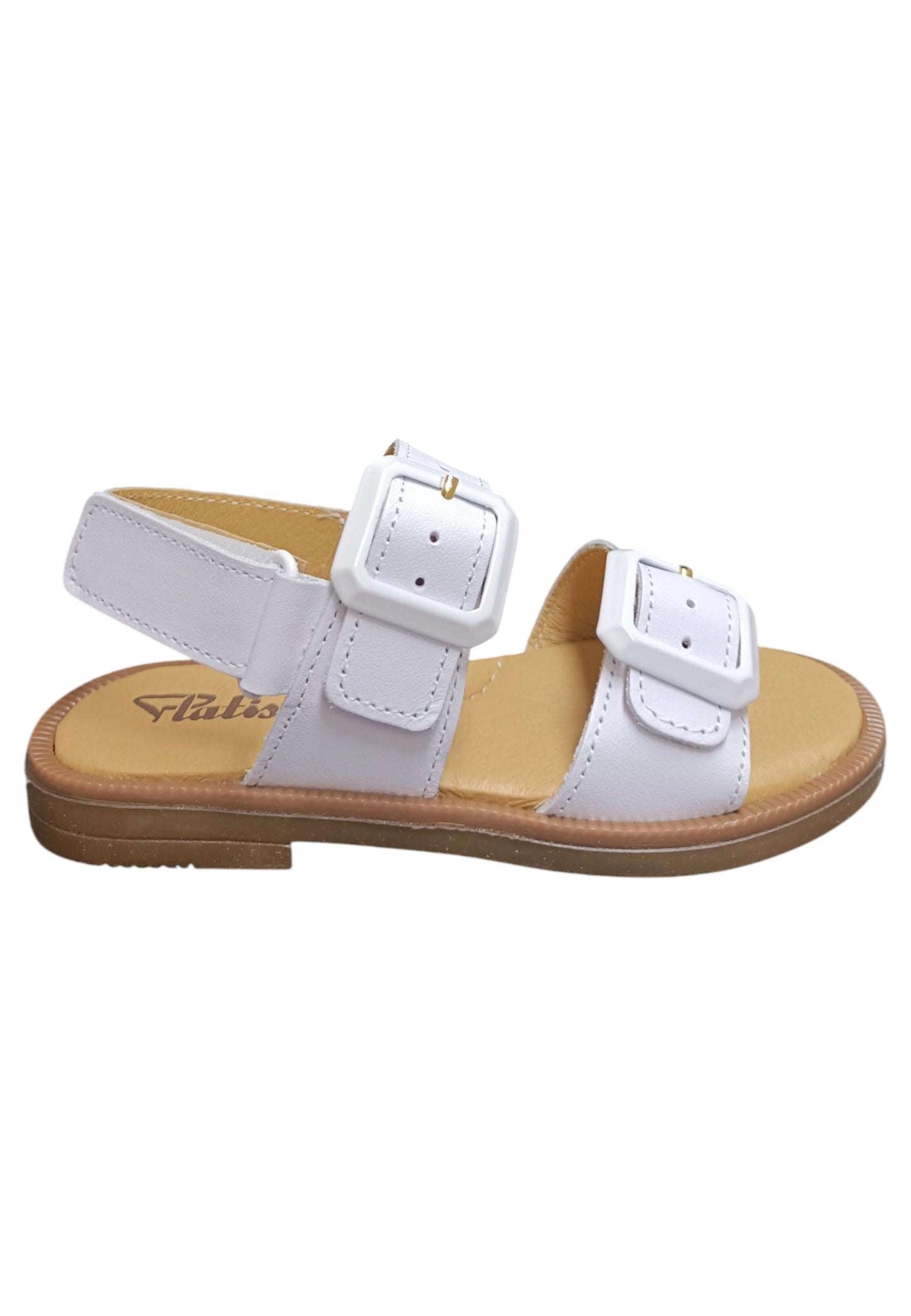 Sandalo bambina Platis Open Classic bianco pelle - Sandalo da passeggio con velcro