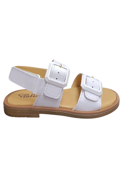 Sandalo bambina Platis Open Classic bianco pelle - Sandalo da passeggio con velcro