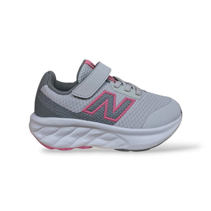 New Balance 520 Sneakers Bambine Ragazze Grigio Rosa | Taglia 28-35 | Tessuto Velcro | Scarpetteria Gica