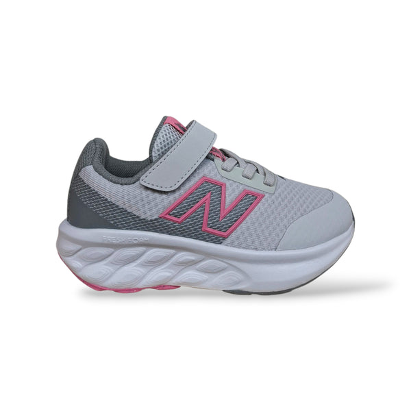New Balance 520 Sneakers Bambine Ragazze Grigio Rosa | Taglia 28-35 | Tessuto Velcro | Scarpetteria Gica