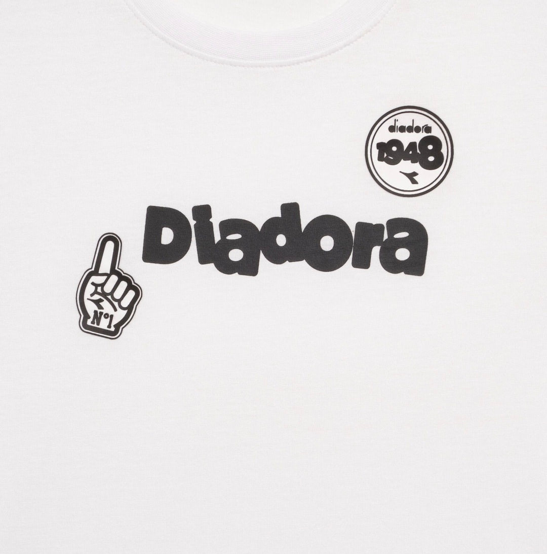 t-shirt Bambini e ragazzi Diadora jb t-shirt ss ess sports 102.182865 bianco-nero