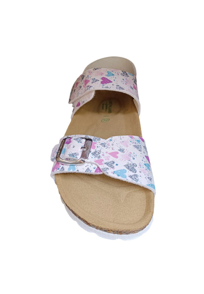 Sandalo bio bambino Grunland Junior 1127 bianco multi pelle sughero fibbia comfort