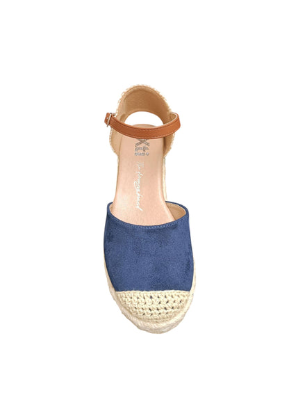 Espadrillas donna XTI Zapato Cuna blue cuoio zeppa laccio summer style
